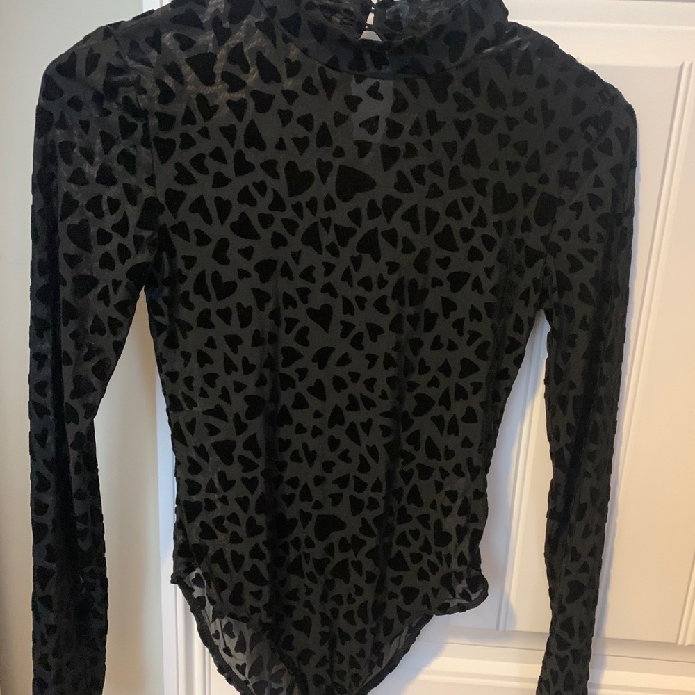 Black mesh heart top